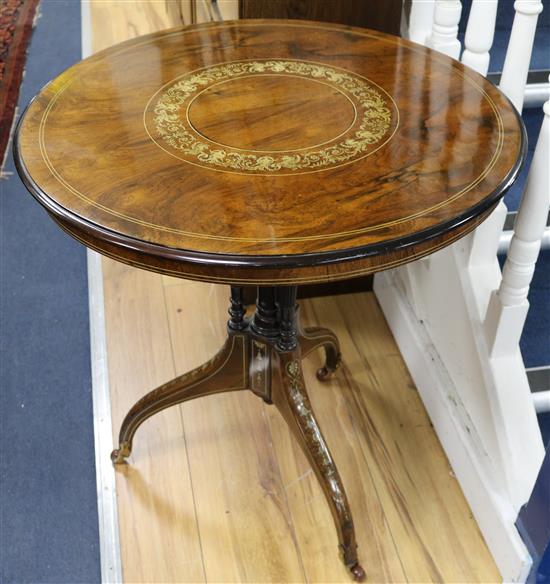 A Victorian rosewood and ivorine marquetry centre table, manner of Collinson & Lock W.65cm